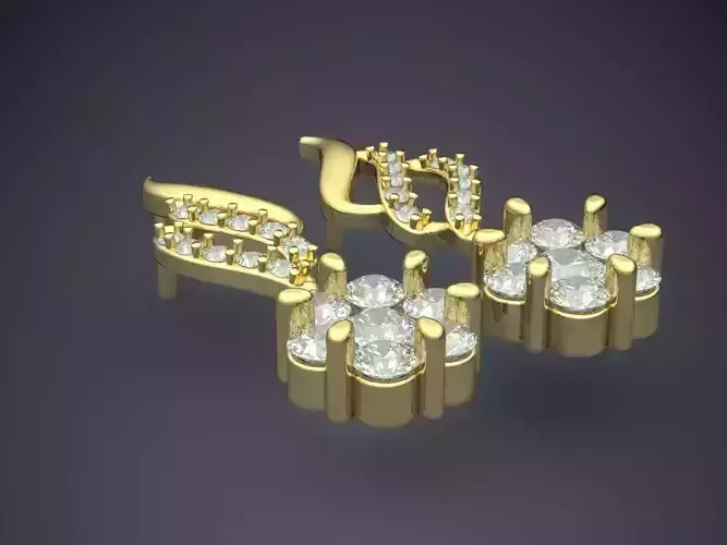 Hanging Long Earrings With Complex Diamond CAD 3764 3D print model