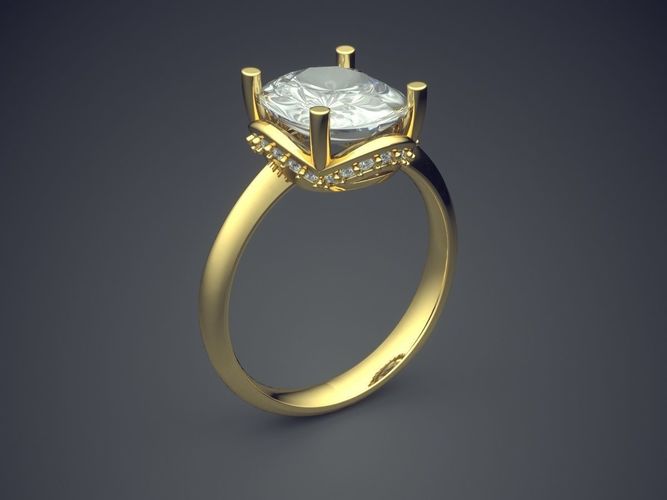 Simply Designed Ring With Diamonds On Top CAD 3763 3D print model