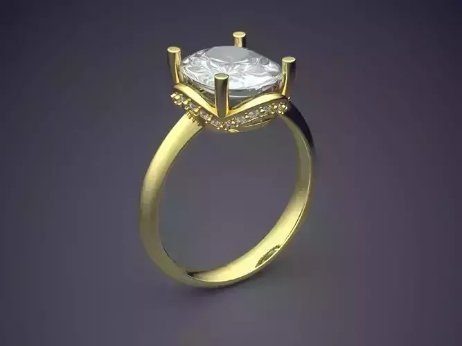 Simply Designed Ring With Diamonds On Top CAD 3763 3D print model