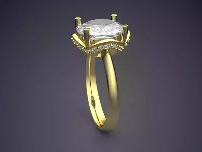 Simply Designed Ring With Diamonds On Top CAD 3763
