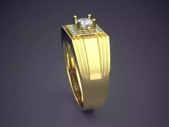 Thick Ring With Small Diamond CAD 3761