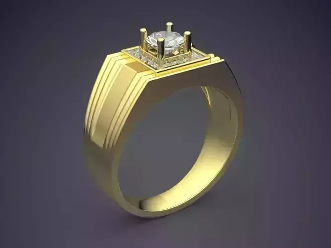 Thick Ring With Small Diamond CAD 3761 3D print model