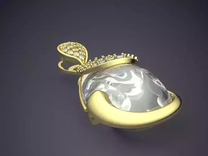 Pendant With Incredibly Big Diamond CAD 3751 3D print model