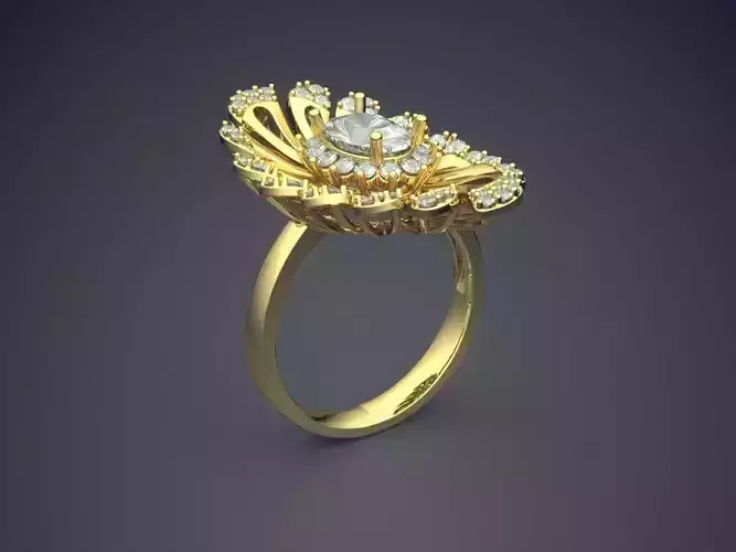 Ring With Complex Flower Ornament CAD 3752