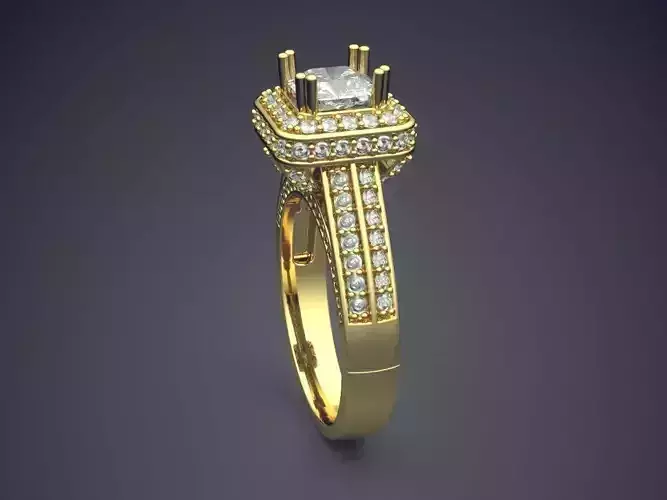 Ring With Square Diamond And Diamonds On The Side CAD 3750