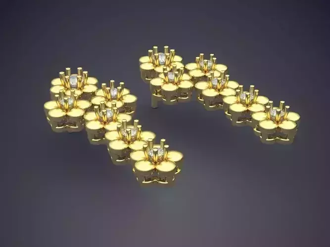 Cross Shaped Earrings With Flowers CAD 3749