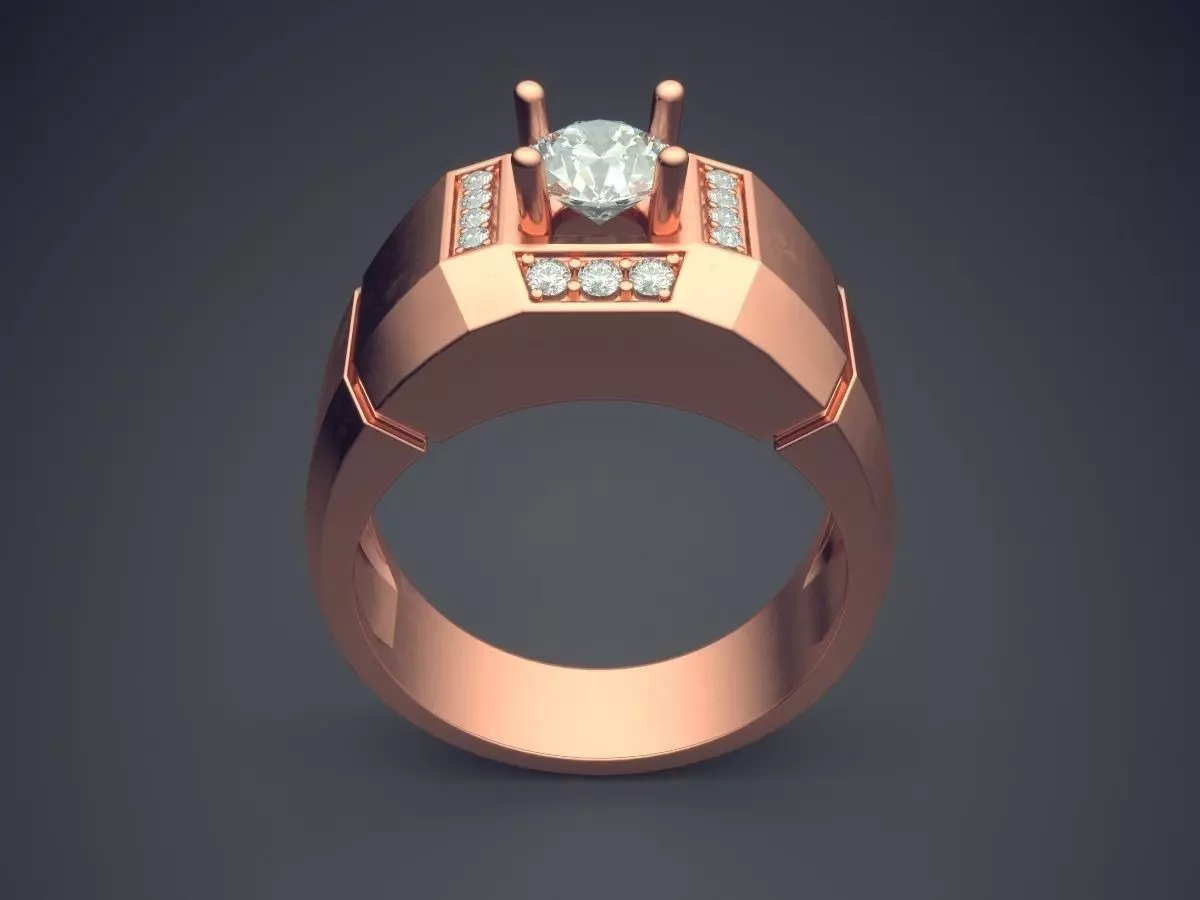 Thick Ring With Small Diamond CAD 3743 3D print model_2