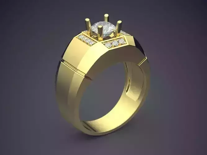 Thick Ring With Small Diamond CAD 3743 3D print model