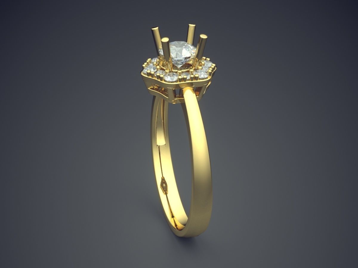 Engagement Ring With Double Layered Diamond CAD 3740 3D print model_3