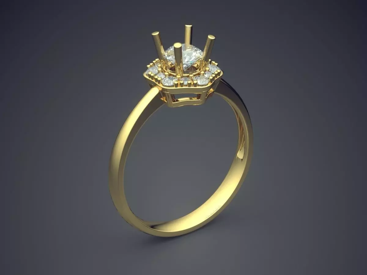 Engagement Ring With Double Layered Diamond CAD 3740 3D print model_0