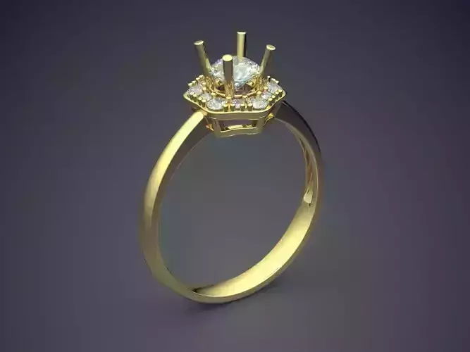 Engagement Ring With Double Layered Diamond CAD 3740