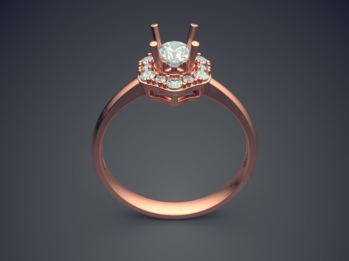 Engagement Ring With Double Layered Diamond CAD 3740 3D print model_2