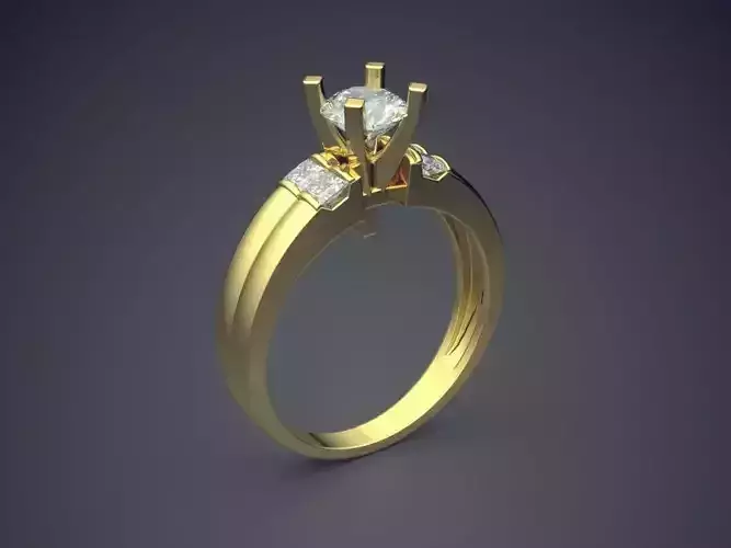 Simple Engagement Ring With Diamond In The Middle CAD 3730 3D print model
