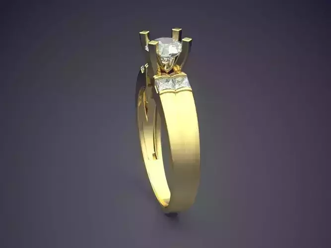 Simple Engagement Ring With Diamond In The Middle CAD 3730