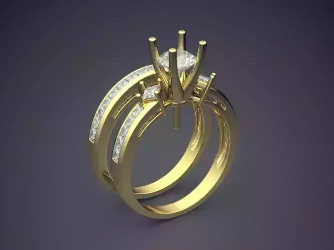Two Ring Combo With Diamonds On The Side CAD 3728