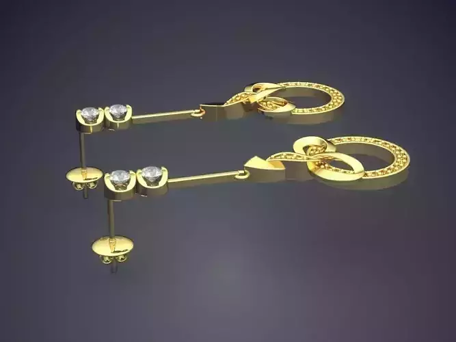 Simple Earrings With Ornaments CAD 3722