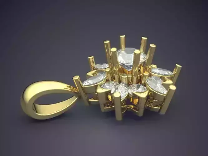 Flower Shaped Pendant With Diamonds CAD 3720