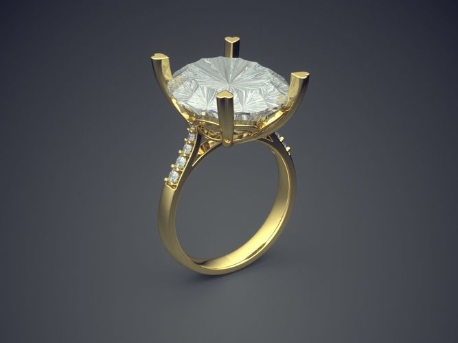 Engagement Ring With Incredibly Big Diamond CAD 3719 3D print model