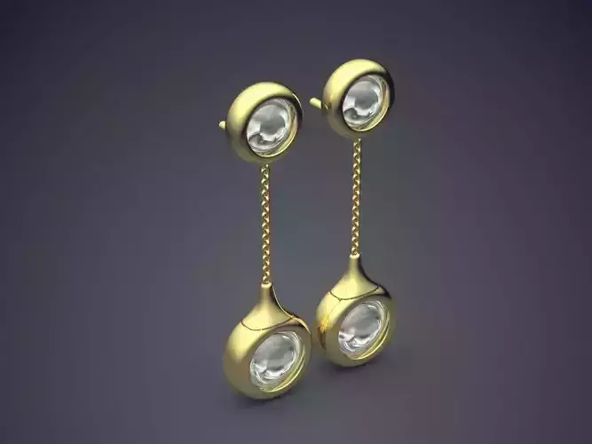 Hanging Earrings With Two Circle Diamonds CAD 3718