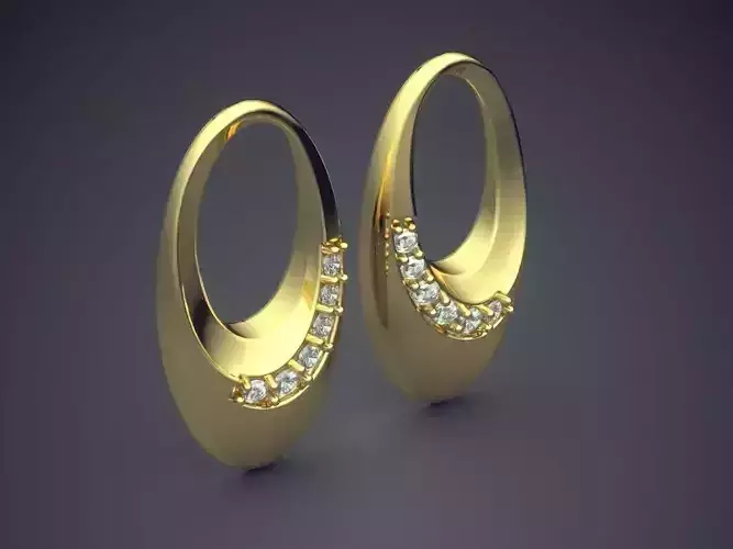 Oval Earrings With Little Diamonds CAD 3716