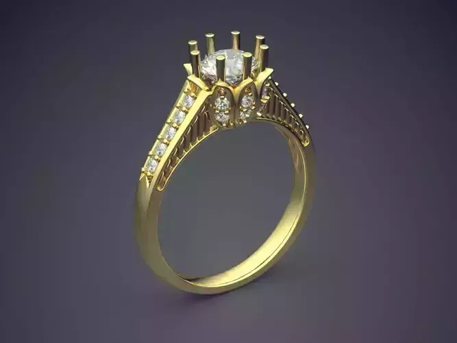 Engagement Ring With Little Columns And Diamond CAD 3717