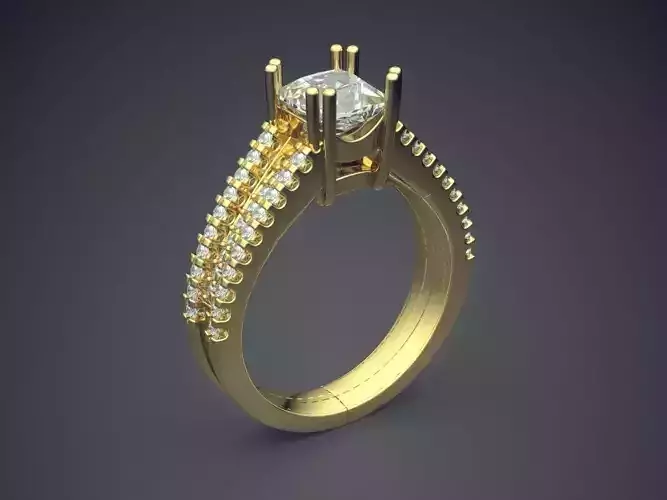 Engagement Ring With Ornament On The Sides CAD 3709