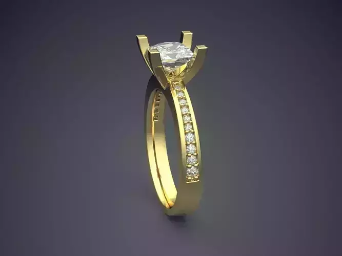 Simple Engagement Ring With Diamond And Columns CAD 3707