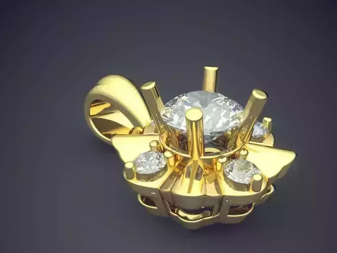 Square Pendant With Five Diamonds CAD 3706 3D print model