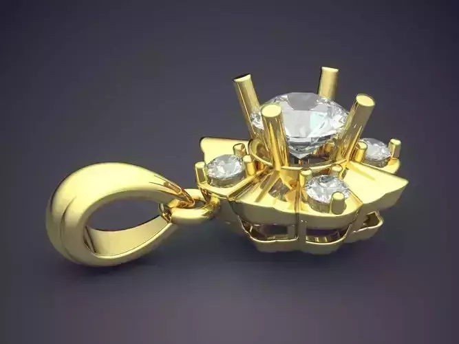 Square Pendant With Five Diamonds CAD 3706