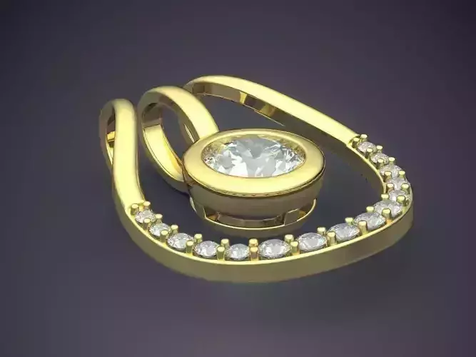 Pendant With Circle Diamond Inside CAD 3697 3D print model