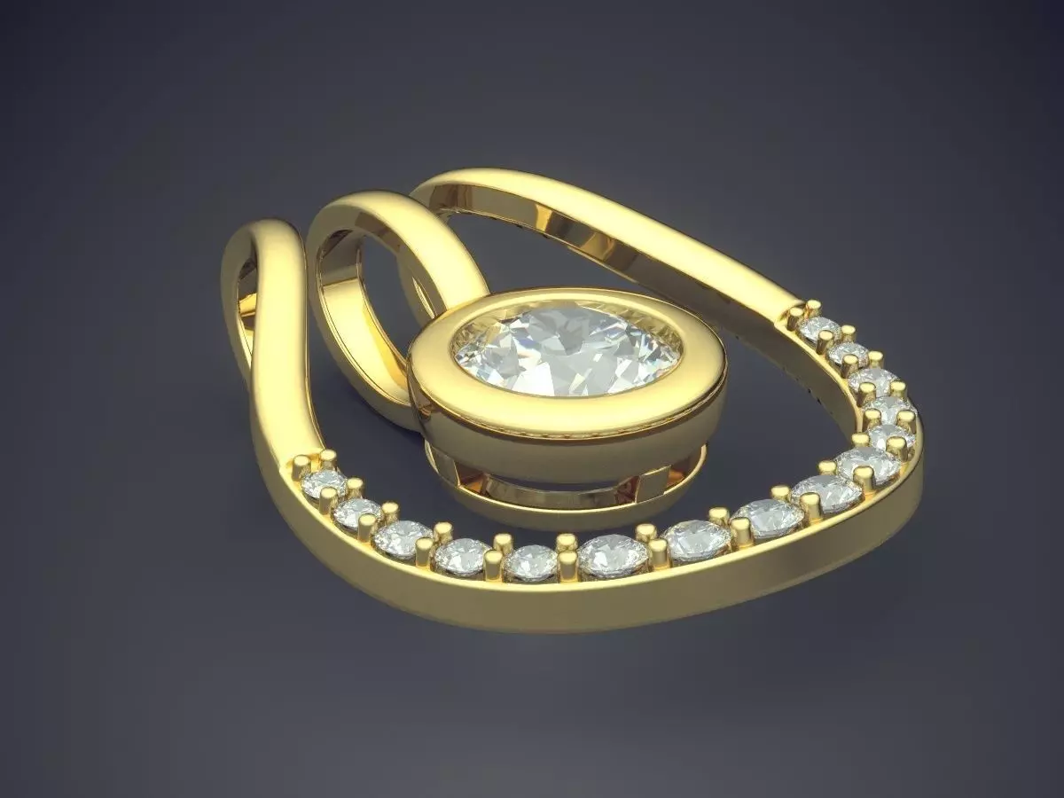 Pendant With Circle Diamond Inside CAD 3697 3D print model_0