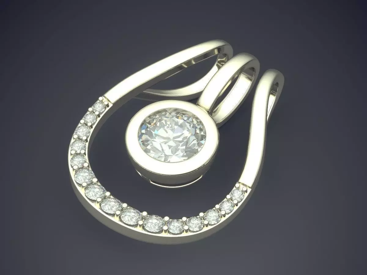 Pendant With Circle Diamond Inside CAD 3697 3D print model_1