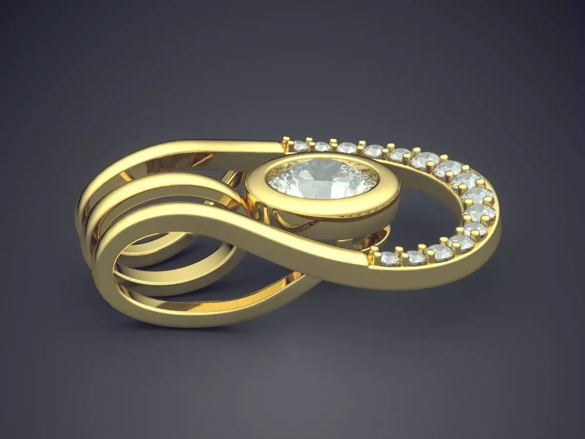 Pendant With Circle Diamond Inside CAD 3697 3D print model_3