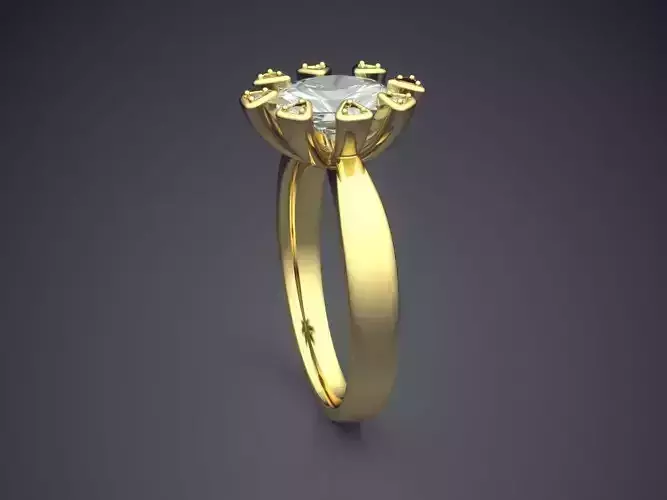 Ring With Diamond Surrounded With Columns CAD 3692