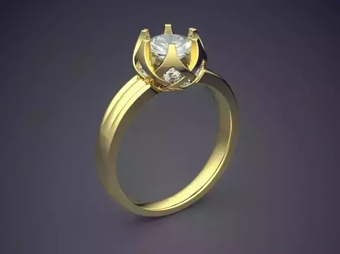 Engagement Ring With Crown Ornament And Diamond CAD 3689