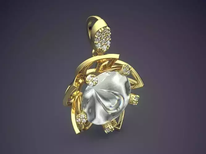 Pendant With Complex Ornament And Big Diamond CAD 3688 3D print model