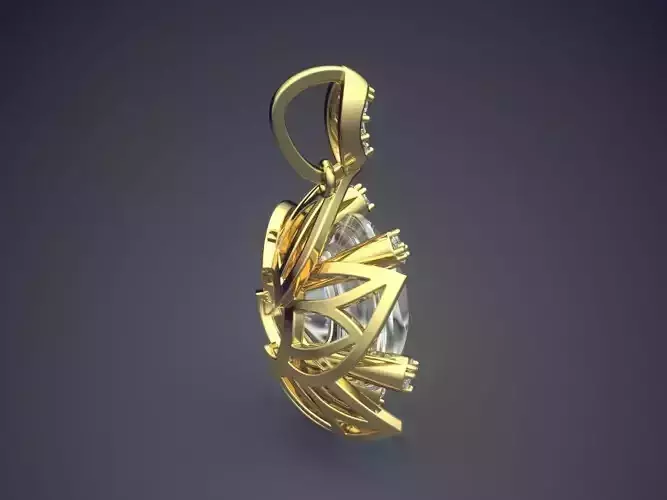 Pendant With Complex Ornament And Big Diamond CAD 3688