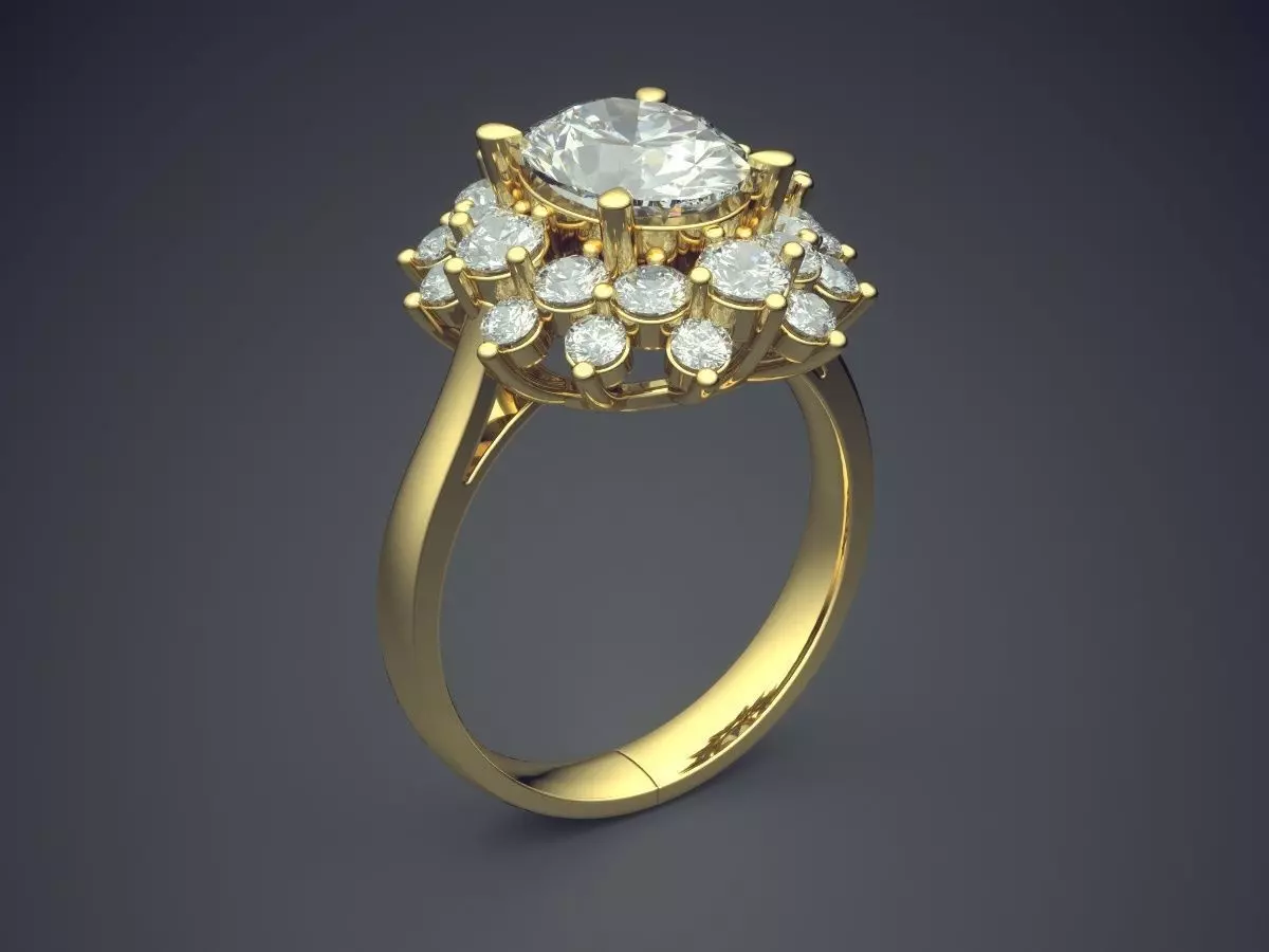 Ring With Bunch Of Big Diamonds On Top CAD 3685 3D print model