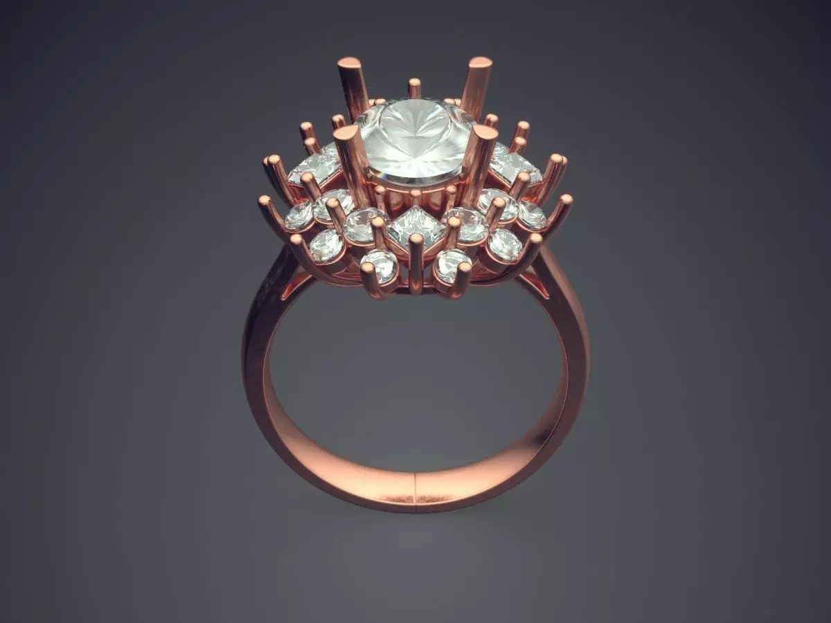 Luxurious Ring With Lots Of Diamonds On Top CAD 3683 3D print model_2