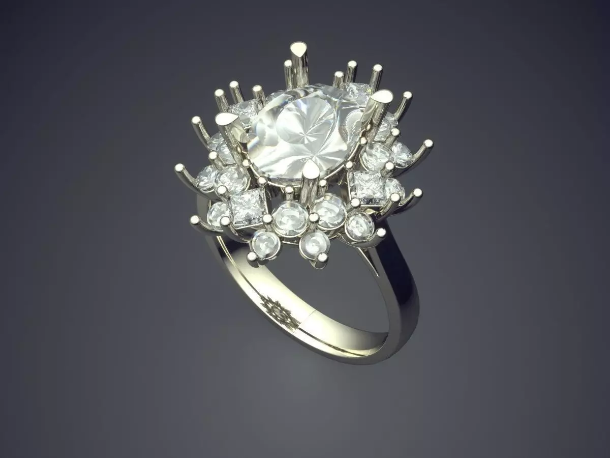 Luxurious Ring With Lots Of Diamonds On Top CAD 3683 3D print model_1