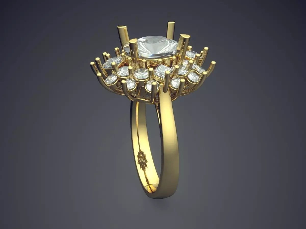 Luxurious Ring With Lots Of Diamonds On Top CAD 3683 3D print model_3