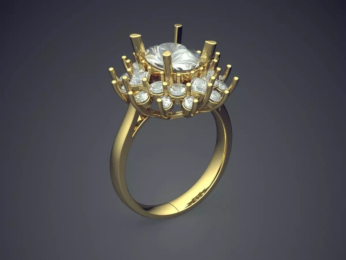 Luxurious Ring With Lots Of Diamonds On Top CAD 3683 3D print model_0