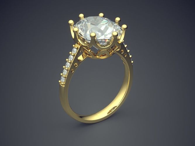 Engagement Ring With Big Diamond CAD 3681 3D print model