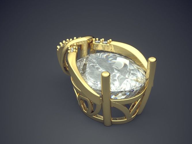 Pendant With Very Big Diamond CAD 3680 3D print model