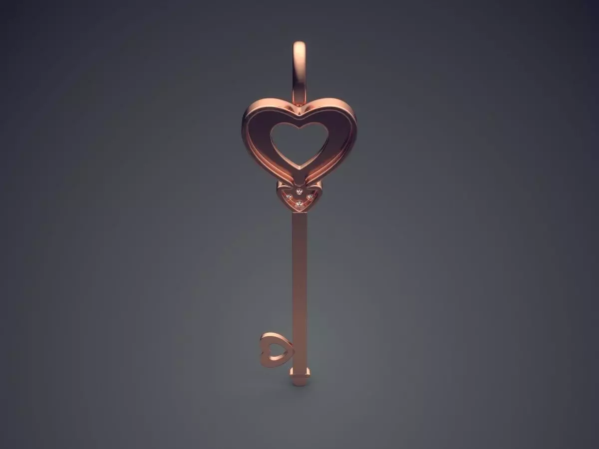 Key Shaped Pendant CAD 3679 3D print model_2