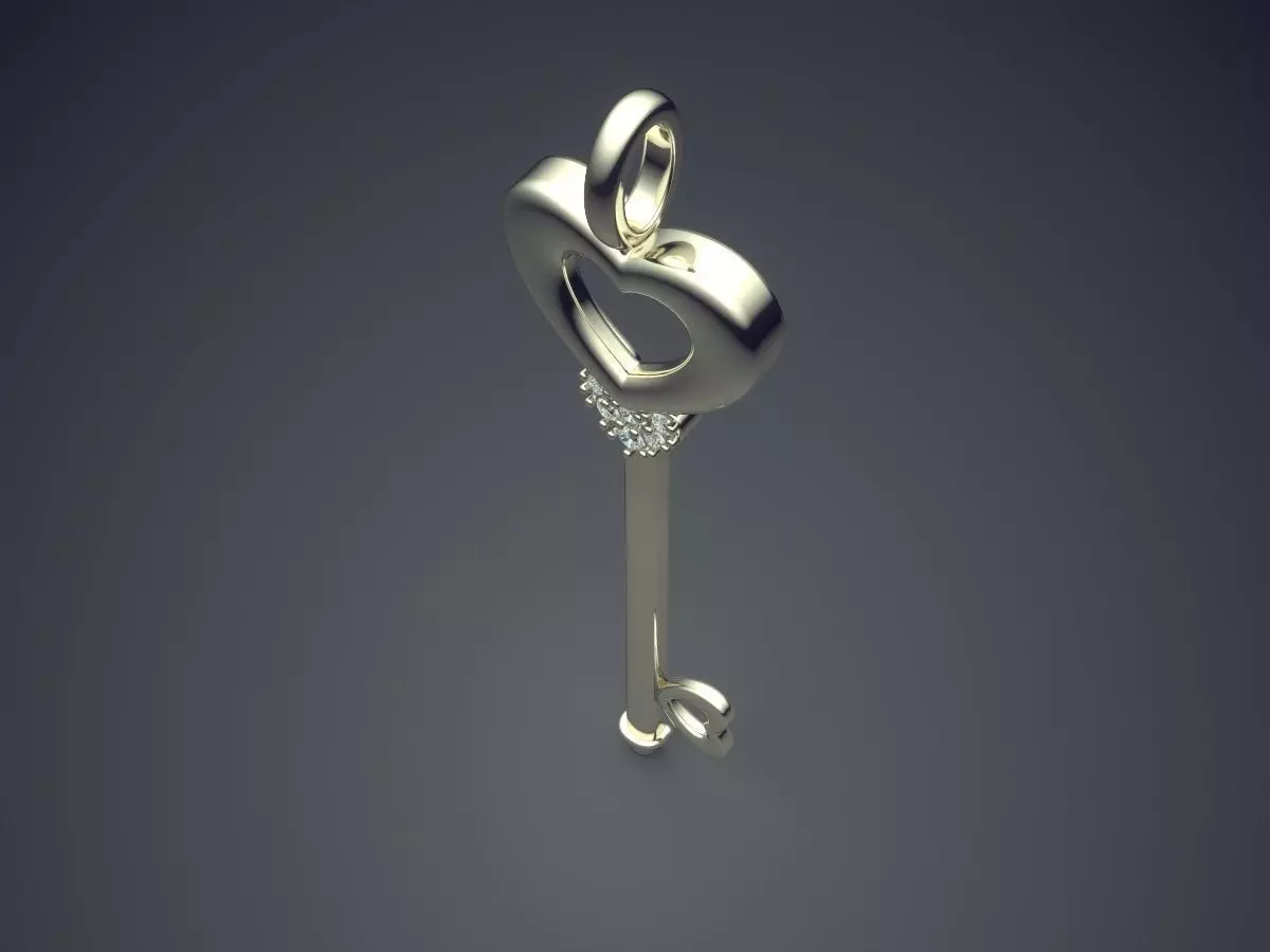 Key Shaped Pendant CAD 3679 3D print model_1