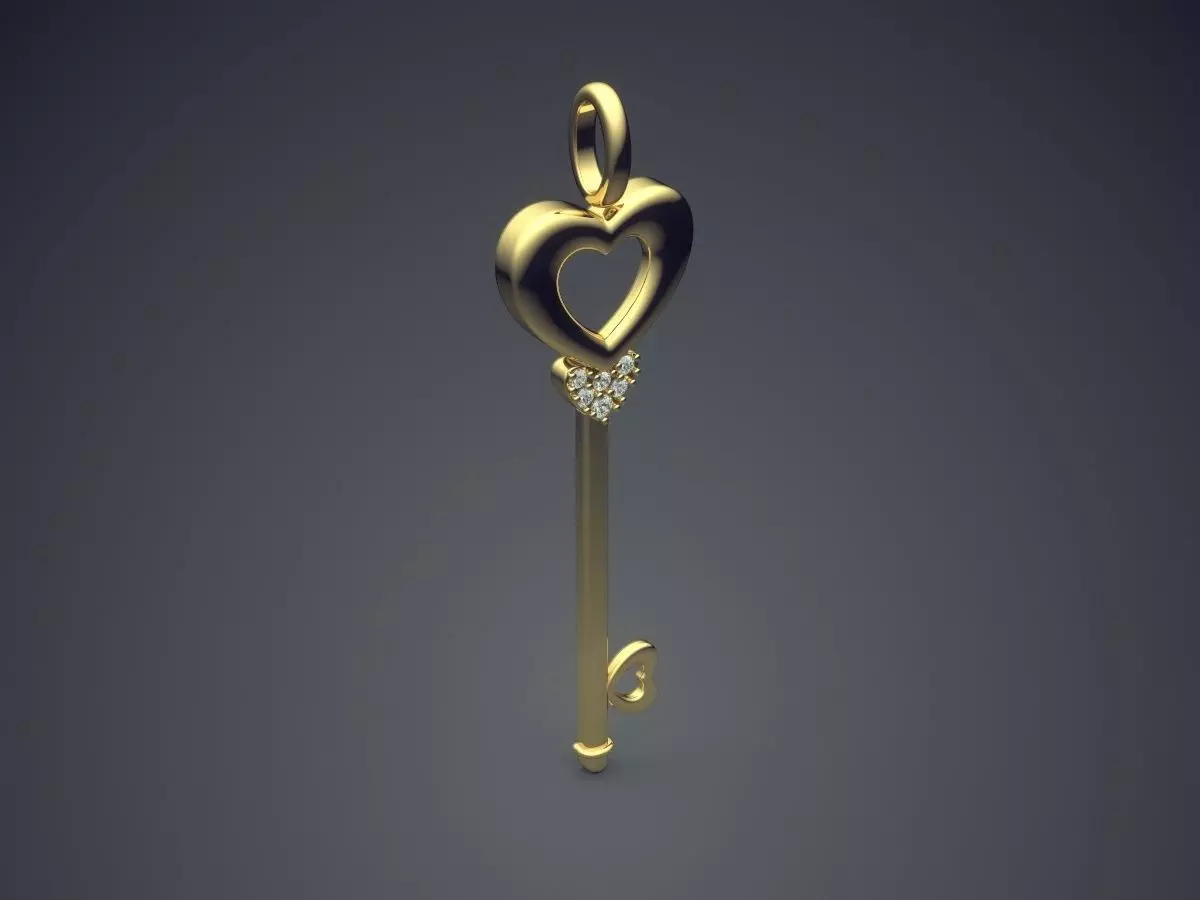 Key Shaped Pendant CAD 3679 3D print model_0