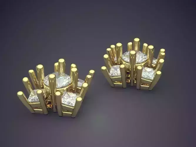 Brooch Wiht Columns And Diamonds CAD 3677