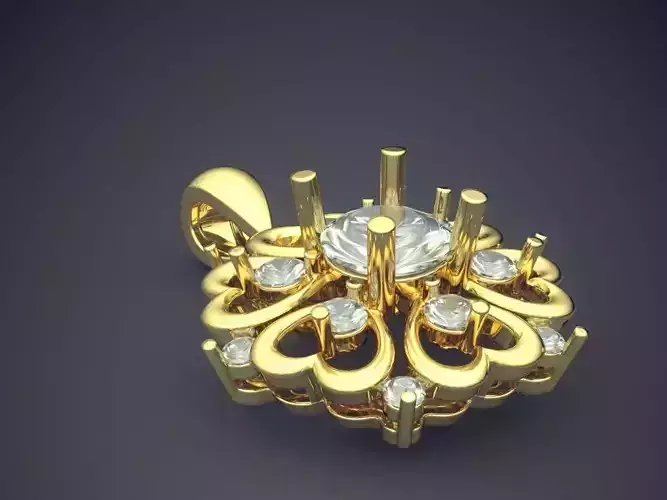 Pendant With Flower Shaped Ornament CAD 3671 3D print model