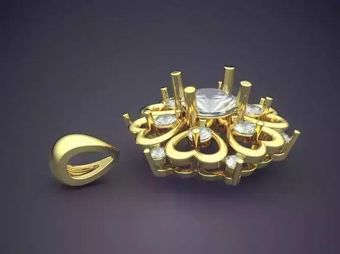 Pendant With Flower Shaped Ornament CAD 3671